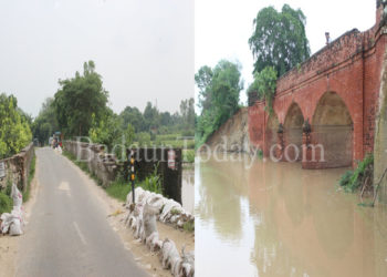 भारी बारिश से शुआ हुआ भैंसोर पुल मिट्टी का कटान, आवागमन ठप्प