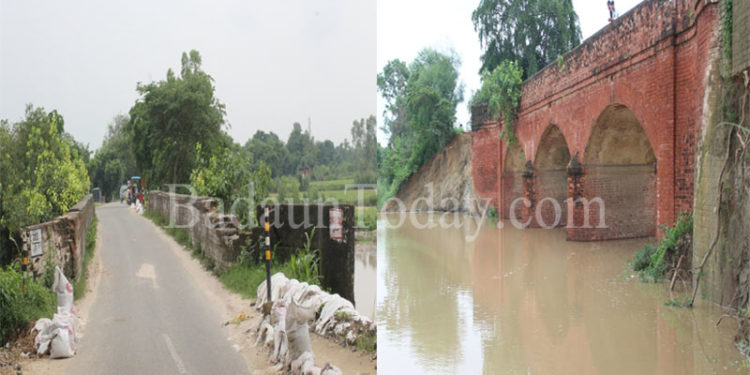 भारी बारिश से शुआ हुआ भैंसोर पुल मिट्टी का कटान, आवागमन ठप्प