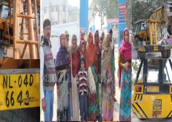 उझानी: मृतक युवक के परिजनों का हंगामा, पुलिस ने बदली हादसे में जब्त जेसीबी