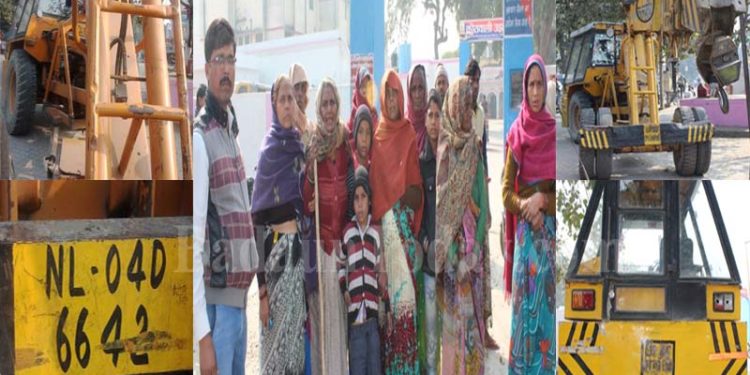 उझानी: मृतक युवक के परिजनों का हंगामा, पुलिस ने बदली हादसे में जब्त जेसीबी