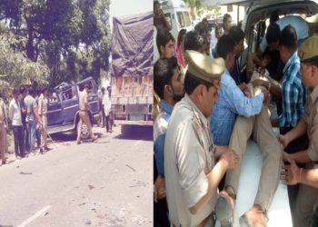 रोडवेज बस-पुलिस जीप की भिडंत, दारोगा-सिपाही समेत तीन की मौत