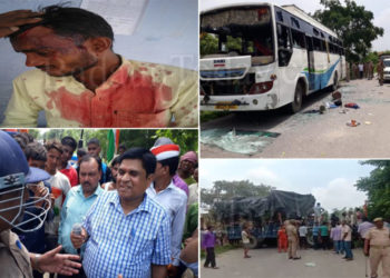 उपद्रवियों ने कांवड़ियों को दौड़ा दौड़ा कर पीटा, पुलिस पर भी पथराव