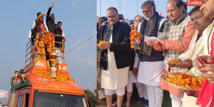 बदायूं में गंगा यात्रा का भव्य स्वागत, स्वच्छता का लिया संकल्प