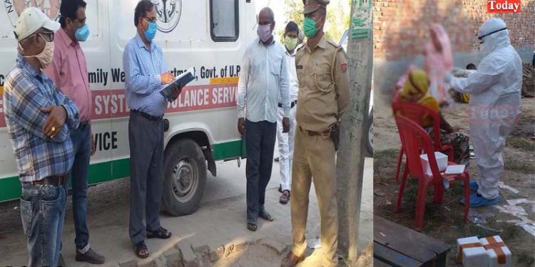 हुसैनपुर खेड़ा में 95 ग्रामीणों का लिया गया कोरोना सैंपल