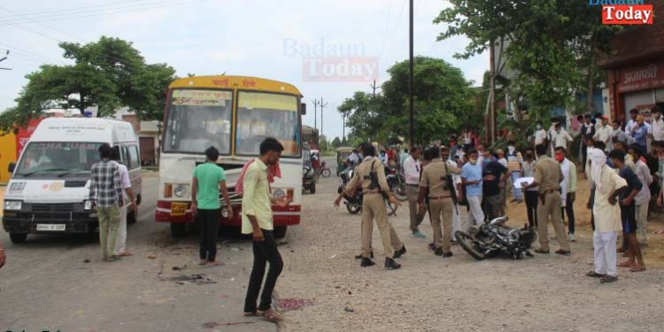 हाईवे पर फैली मक्का की वजह से रोडवेज-बाईक की भिडंत, दम्पत्ति की मौत