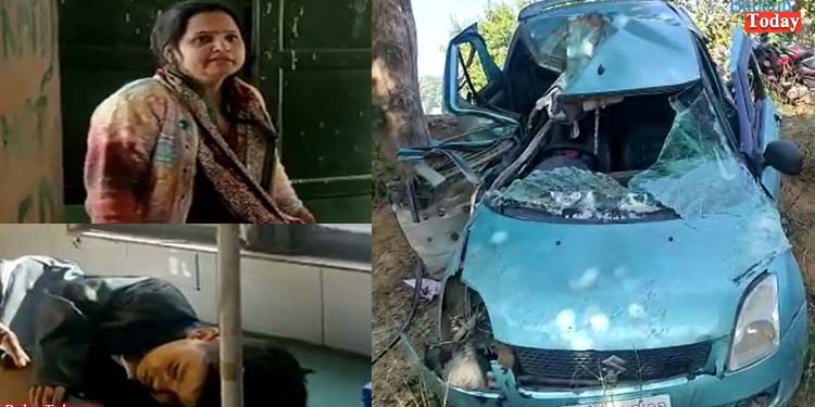 अनियंत्रित कार पेड़ से टकराई, माँ-बेटे की मौत