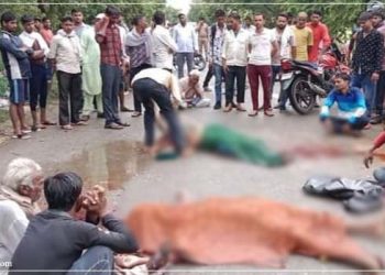 ट्रक से कुचलकर बाइक सवार दो युवकों की मौत, गुस्साए परिजनों ने लगाया जाम